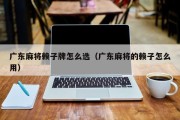 广东麻将赖子牌怎么选（广东麻将的赖子怎么用）