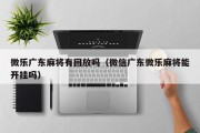 微乐广东麻将有回放吗（微信广东微乐麻将能开挂吗）