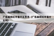 广东麻将红中是什么意思（广东麻将红中是什么码）