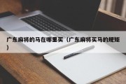 广东麻将的马在哪里买（广东麻将买马的规矩）