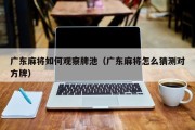广东麻将如何观察牌池（广东麻将怎么猜测对方牌）