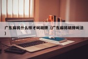 广东麻将什么样才叫胡牌（广东麻将胡牌叫法）